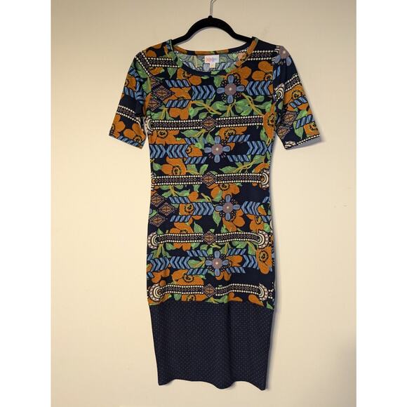 Lularoe Size XXS Julia Dress – Fitted Half Sleeve Floral Multi-Print Multi-Color - Picture 2 of 8